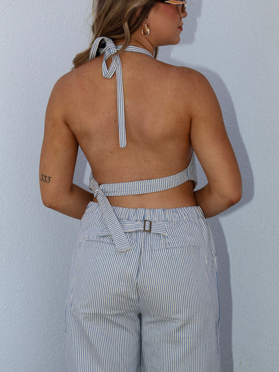 HARBOR STRIPE HALTER TOP
