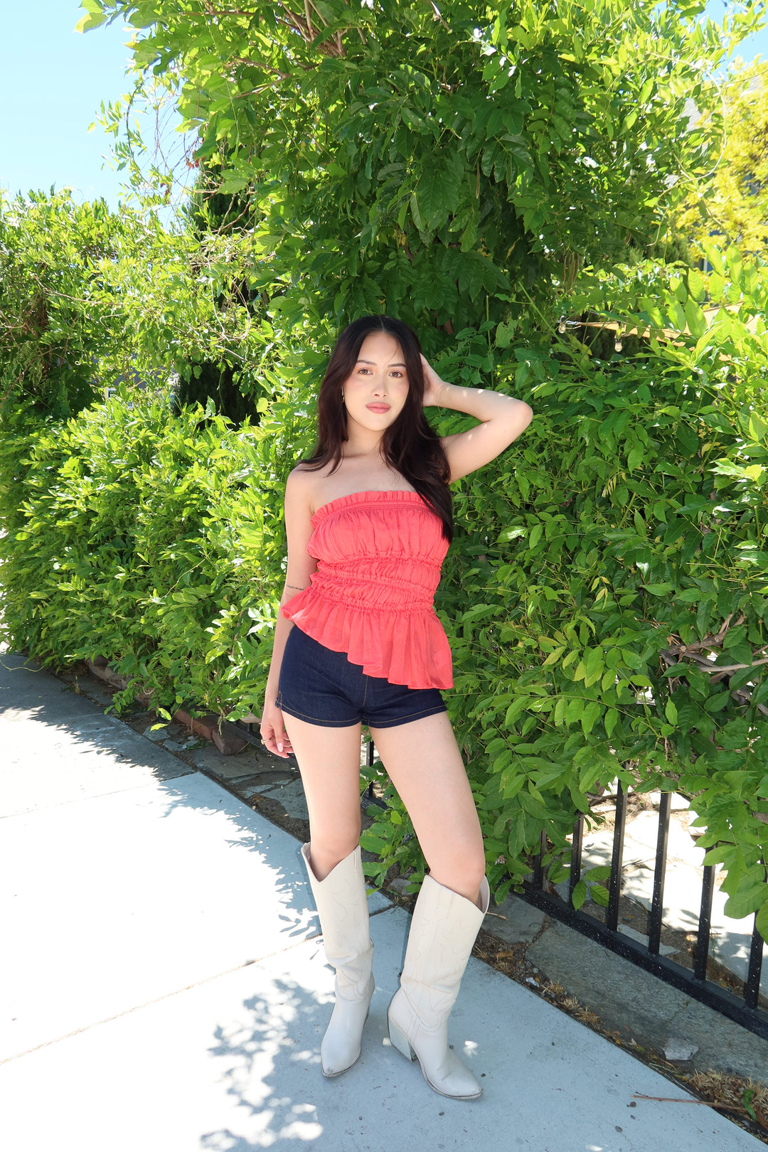 Rebel Ruffled Tube Top - Red