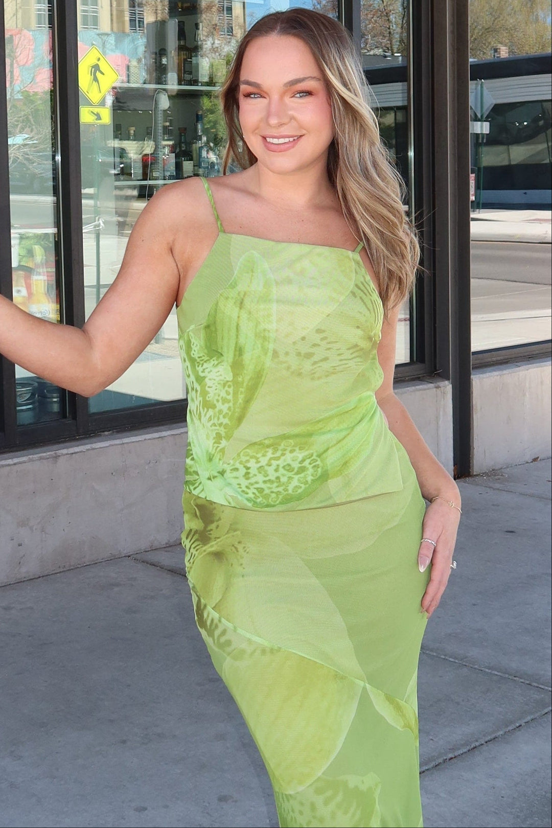 Botanical Orchid Mesh Maxi Skirt