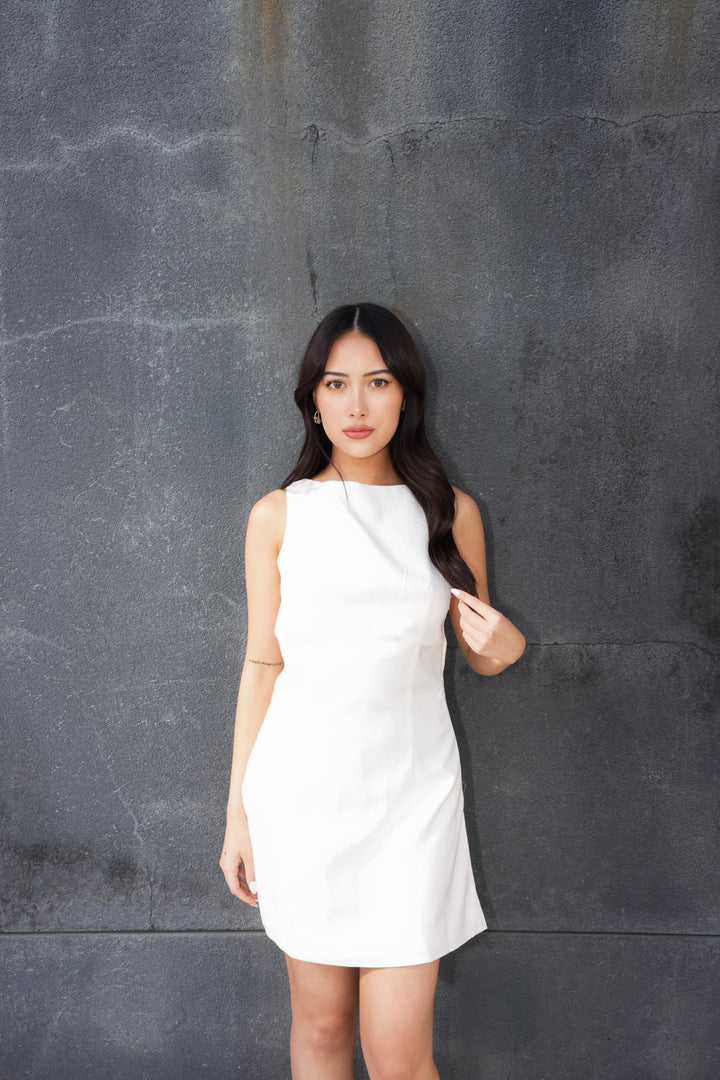 ALEINA MODERN OPEN BACK MINI DRESS