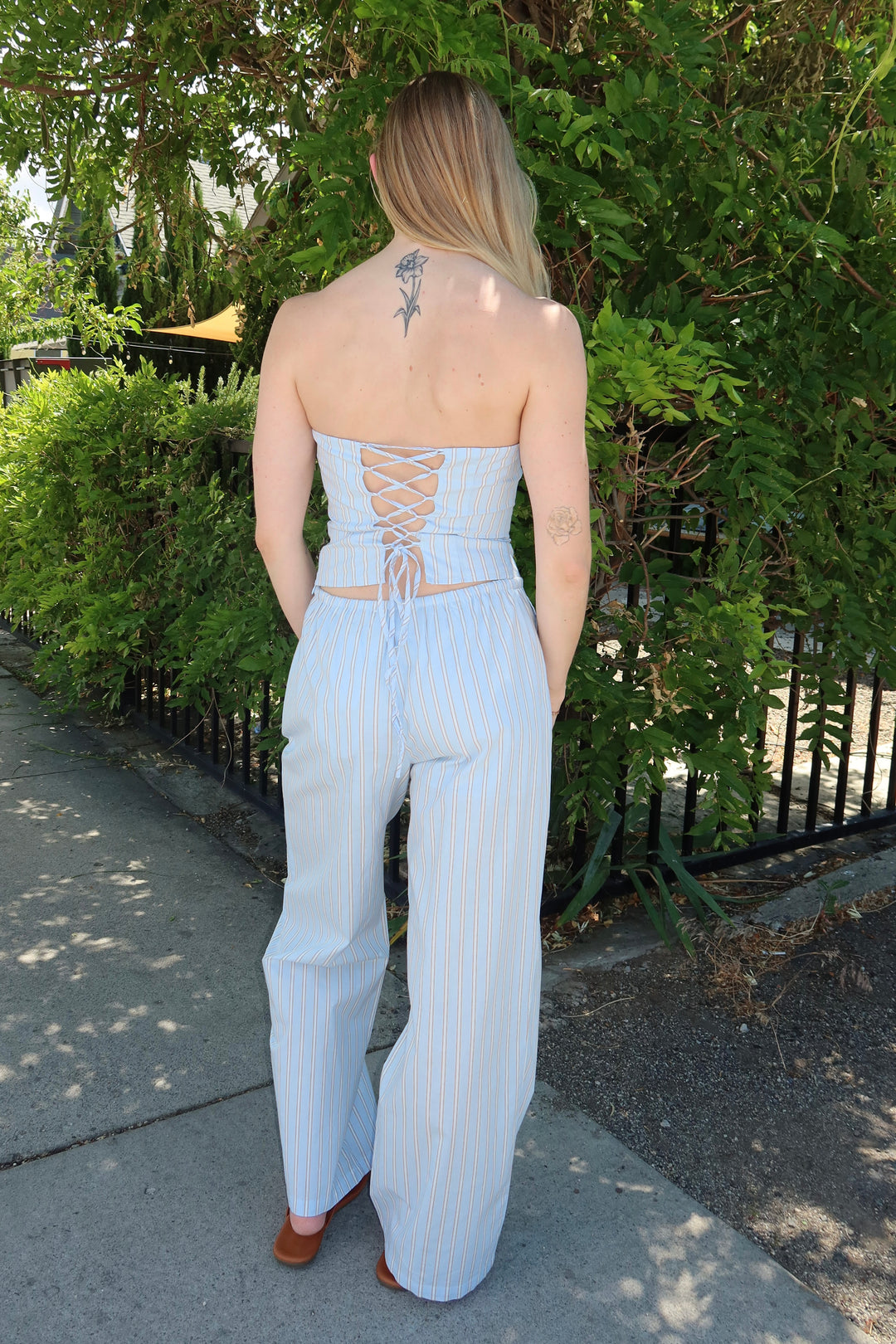 The Pinstripe Lace-Up Tube Top
