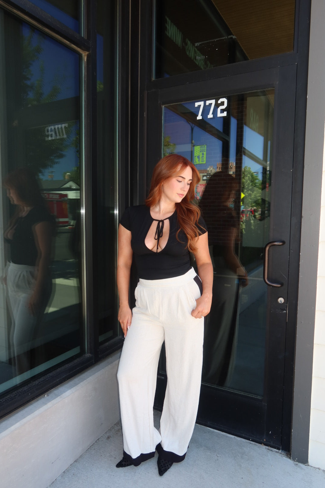 The Keerah Contrast Linen Wide Leg Pant