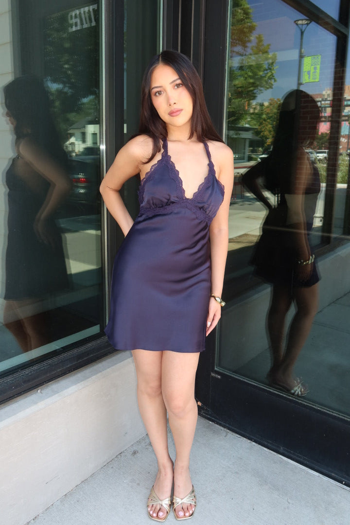 Koletta Satin Lace Mini Dress
