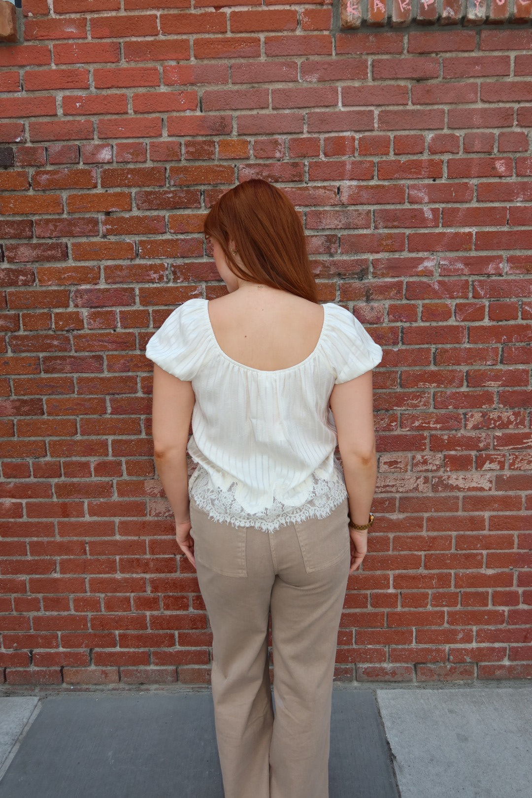 Primrose Puff Sleeve Tie Top — Cream