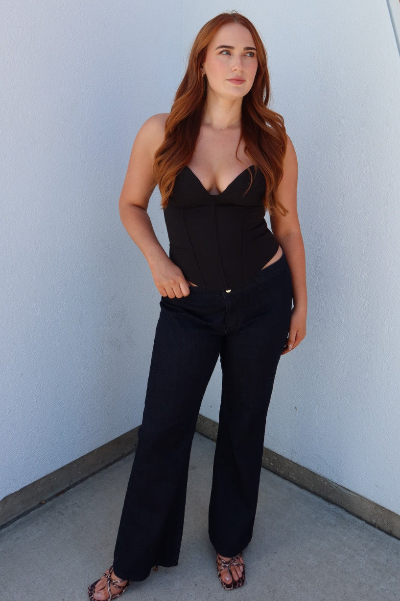 Horizon Halter Bustier Top — Black