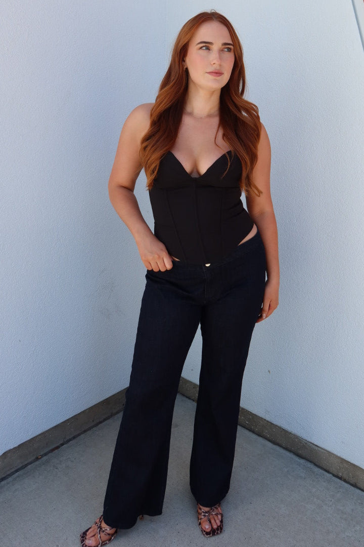 Horizon Halter Bustier Top — Black