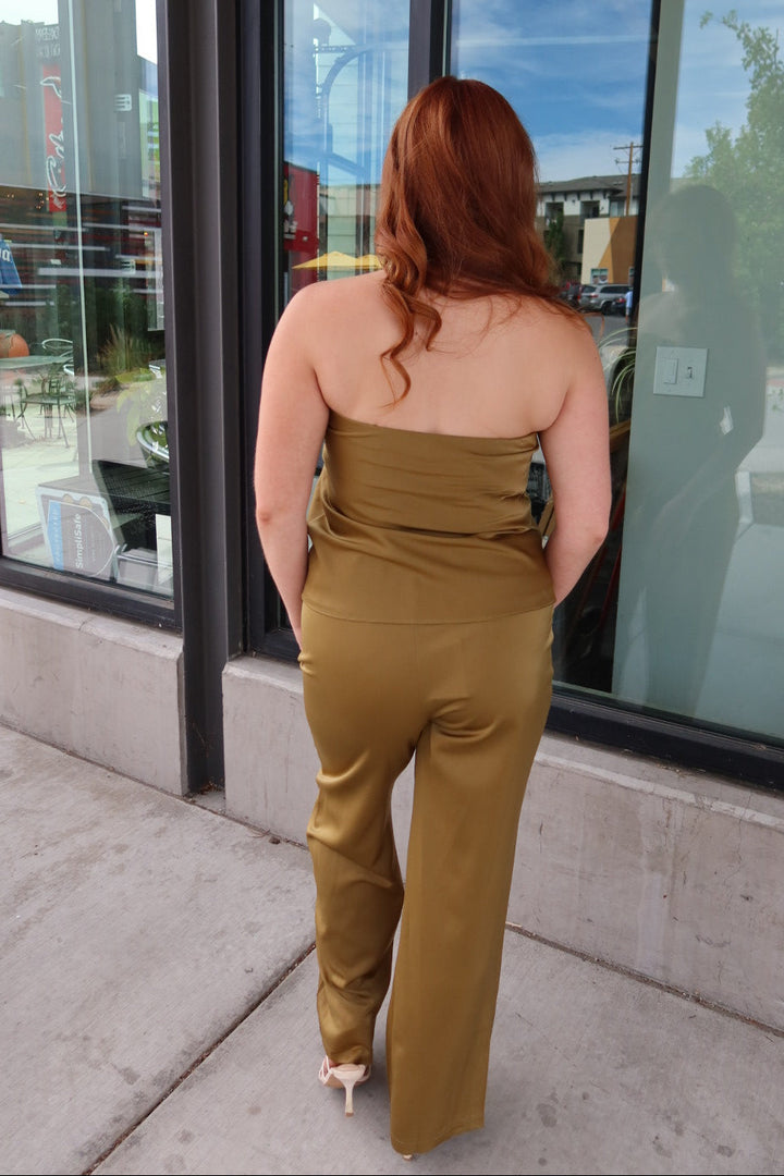 Olivia Pleated Satin Strapless Top
