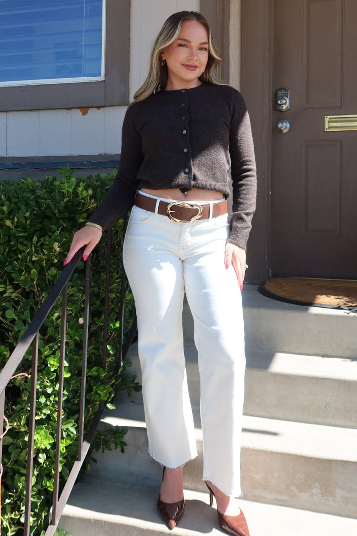 Callie Crew Neck Button Down Cardigan