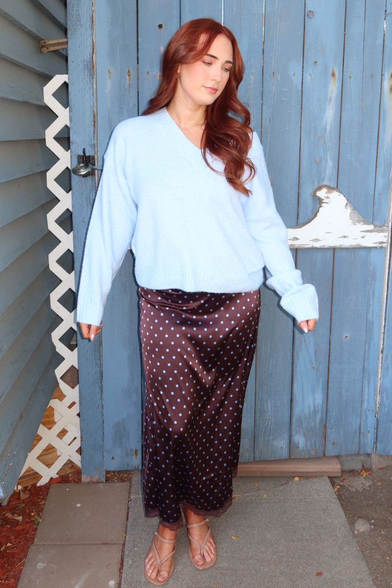 Viloria V-Neck Oversized Sweater - Blue