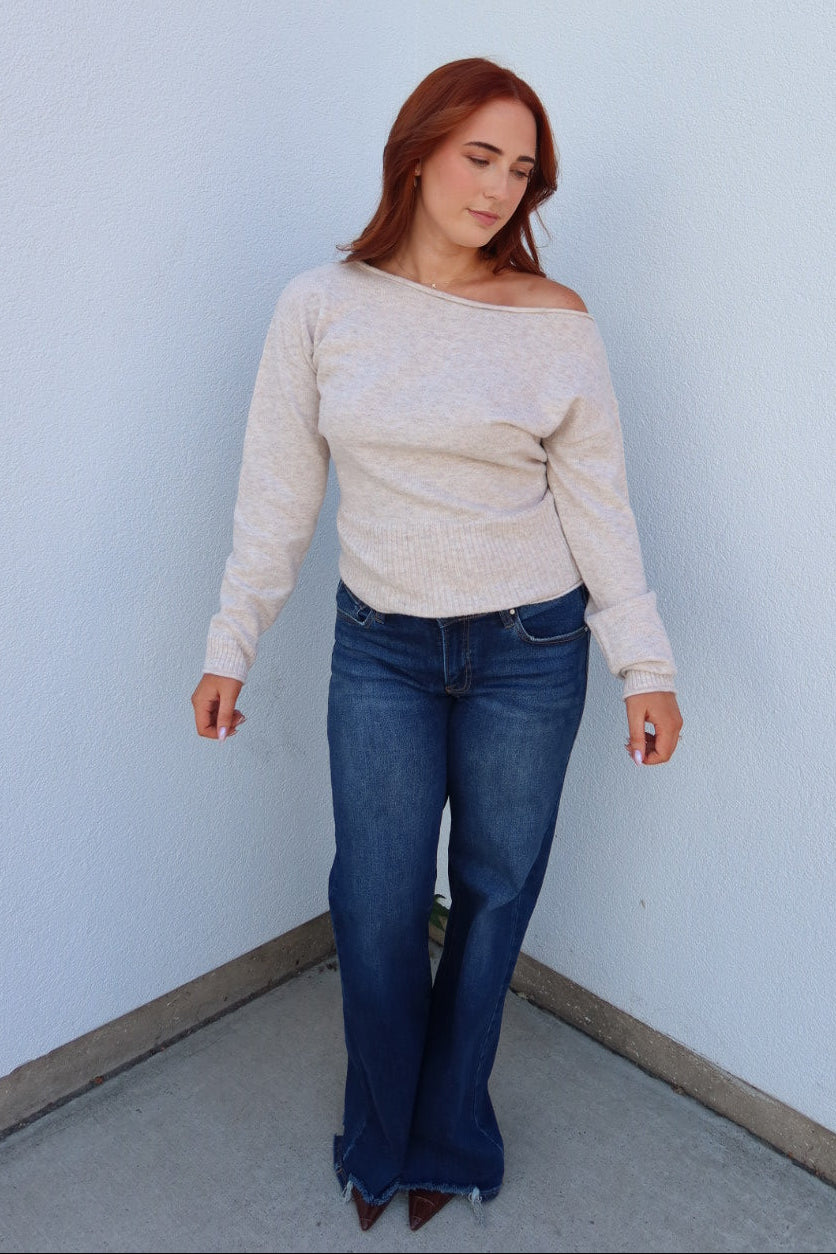 Kasper Boat Neck Sweater - Oatmeal