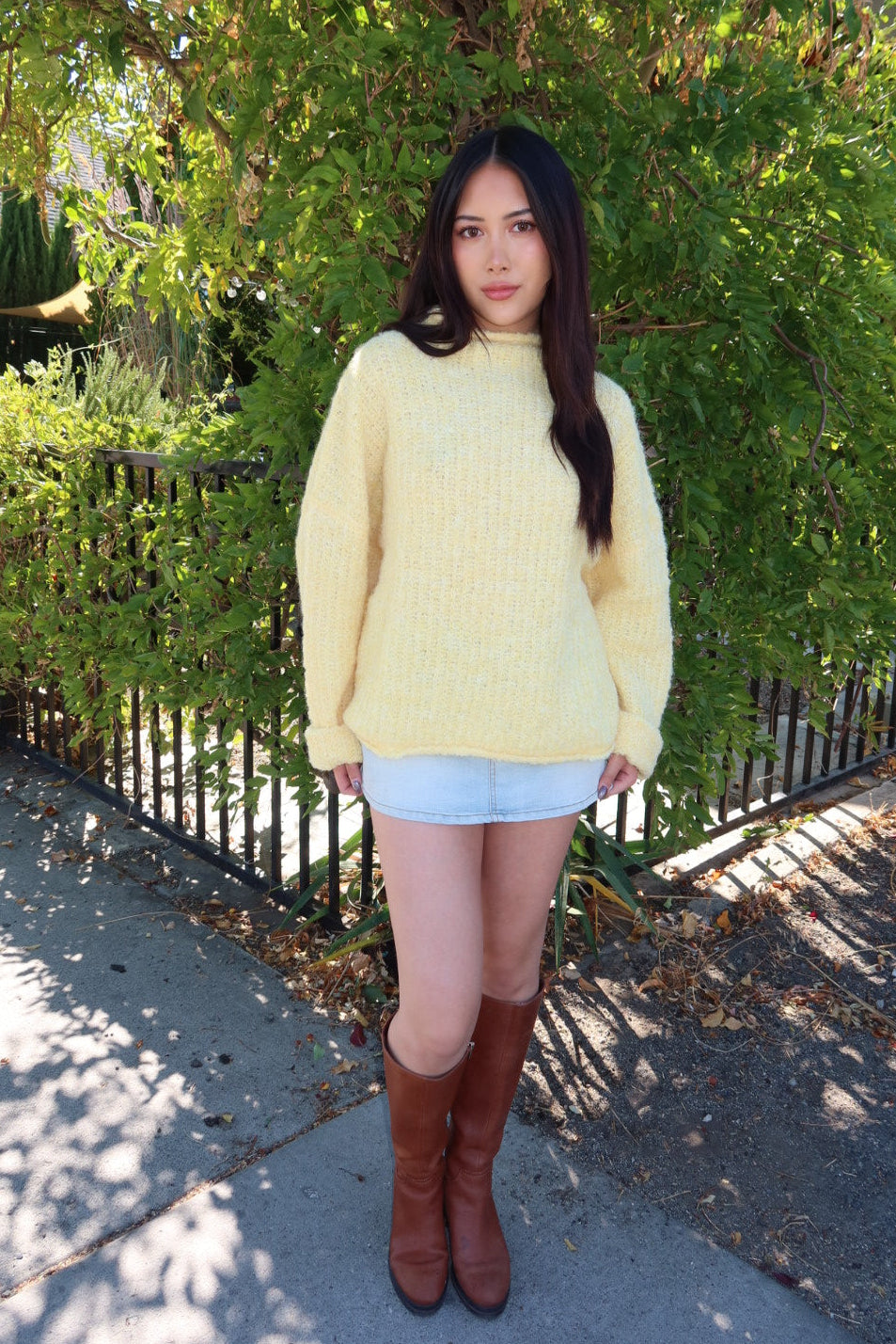 Senzo Mockneck Knit Sweater - Yellow