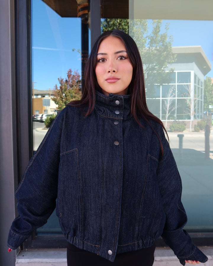 Fiona Boxy Denim Bomber Jacket