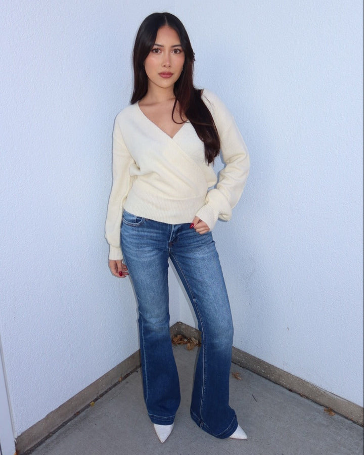 Risen Low Rise Flare Jeans - Dark Wash