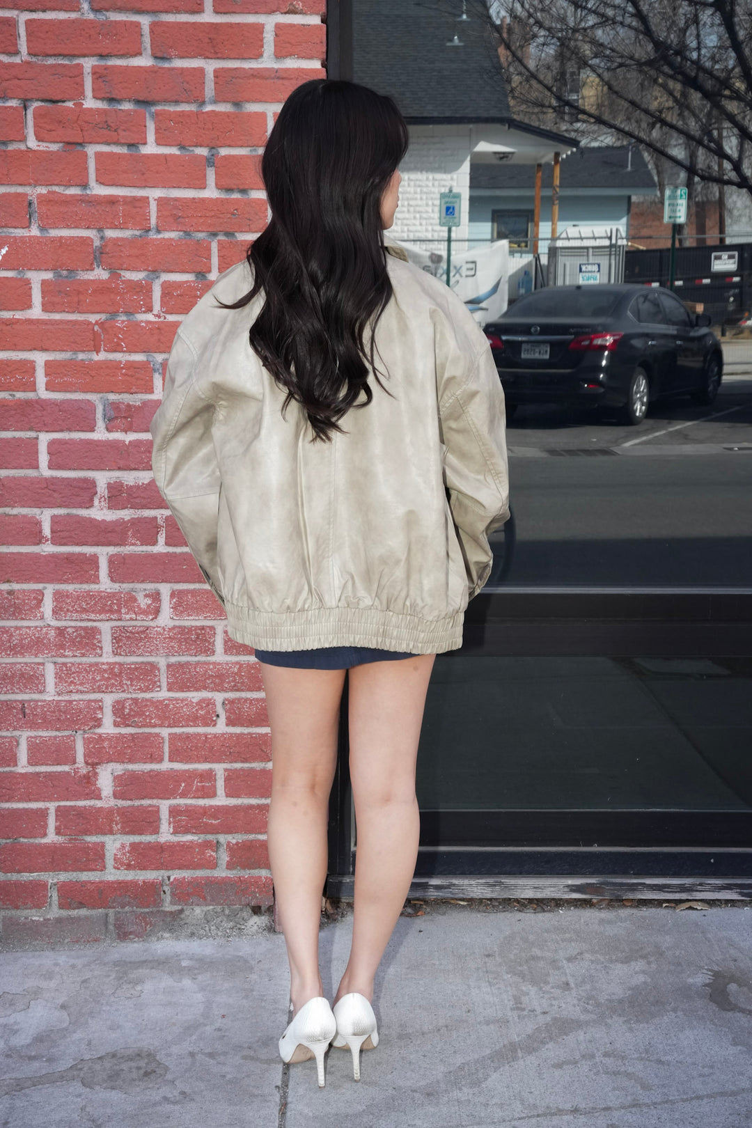 LEXI FAUX LEATHER BOMBER JACKET