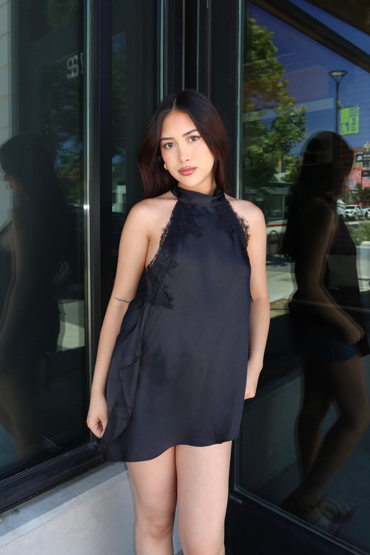 The Noir Lace Halter Top