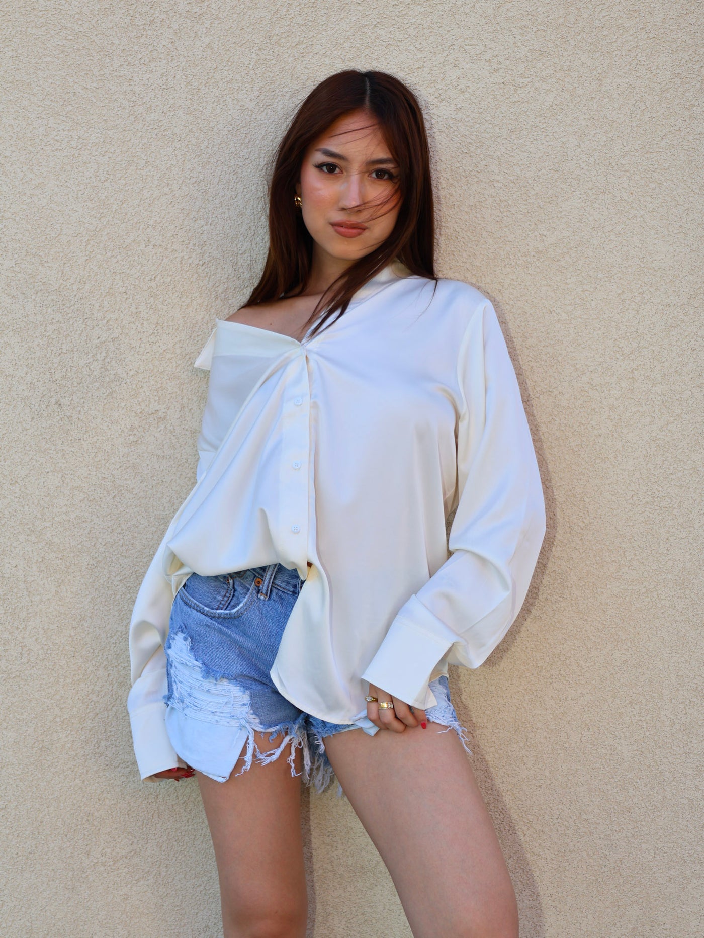 SELENE SATIN BUTTON UP