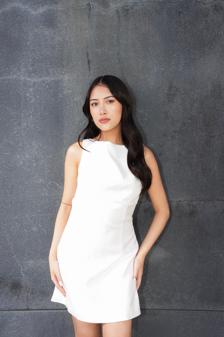 ALEINA MODERN OPEN BACK MINI DRESS