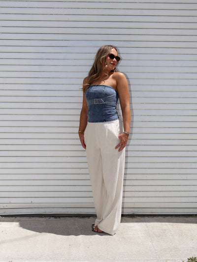 BUCKLE UP DENIM TOP