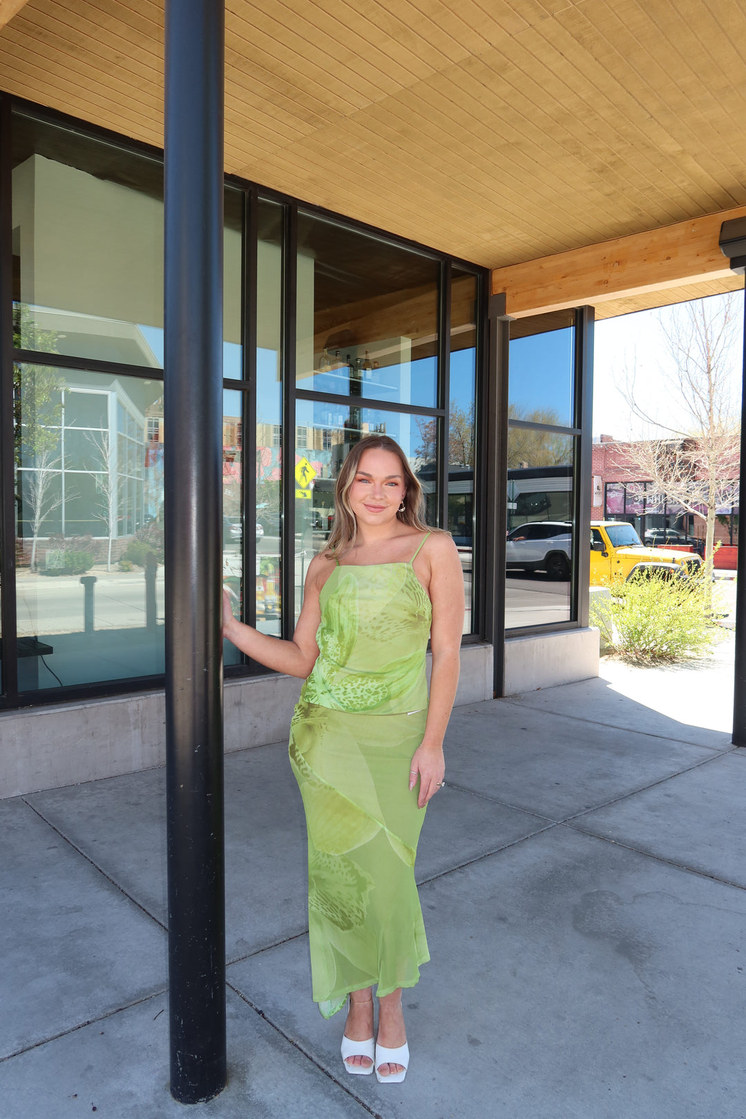 Botanical Orchid Mesh Maxi Skirt