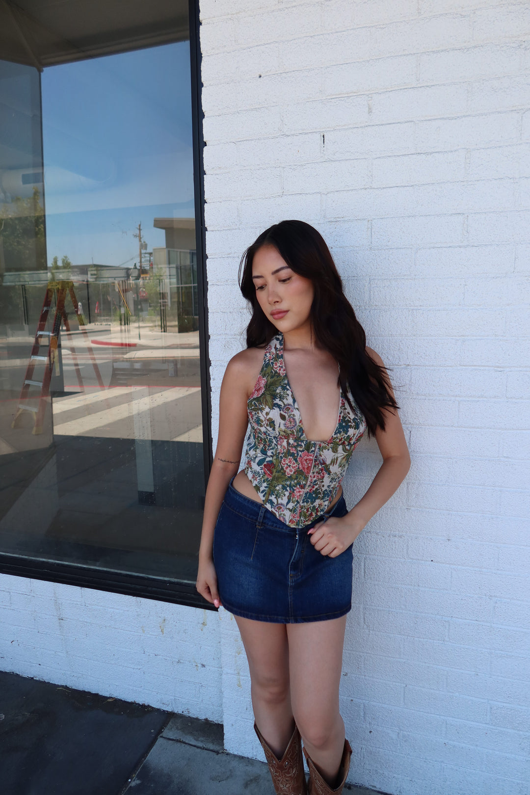 The Olyvia Floral Tapestry Halter Corset