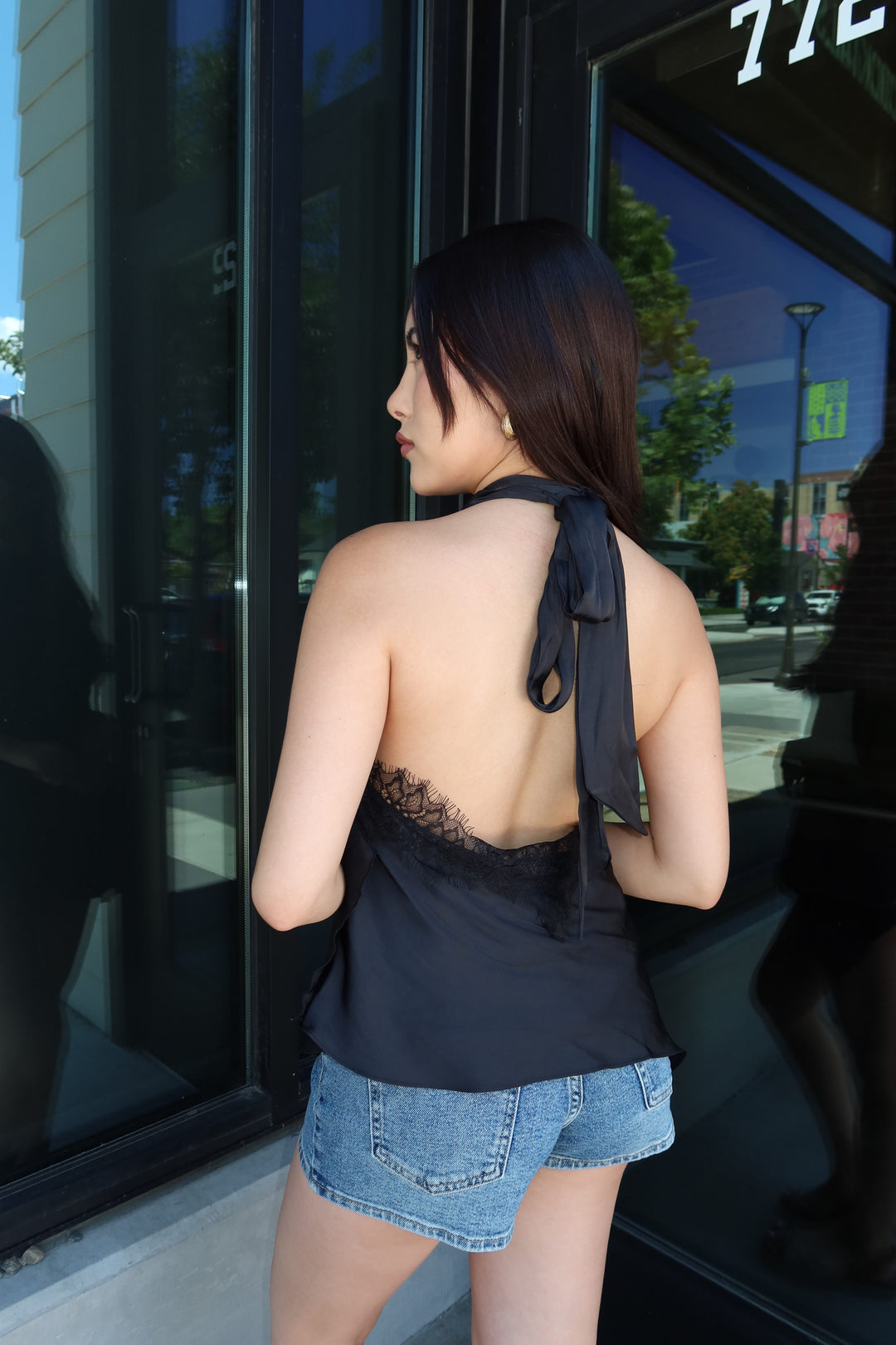The Noir Lace Halter Top