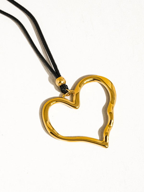 18K NON-TARNISH HEART ROPE NECKLACE
