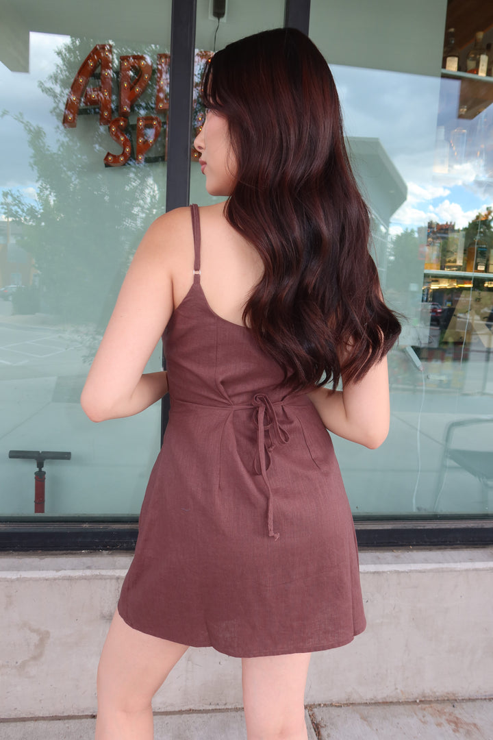 The Cocoa Linen Slip Mini Dress