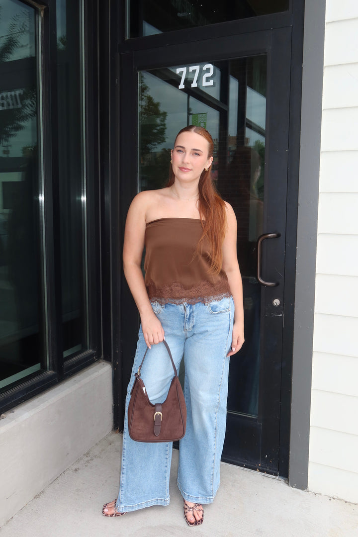 The Darla Lace Tube Top — Chocolate