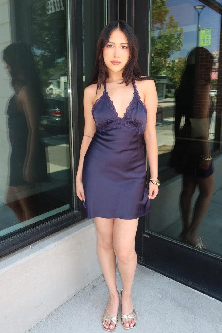 Koletta Satin Lace Mini Dress