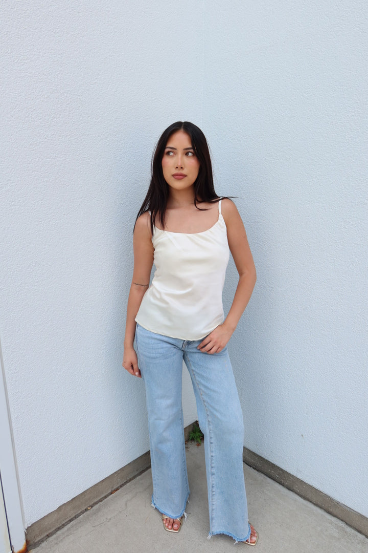 Blaire Satin Basic Cami - Cream