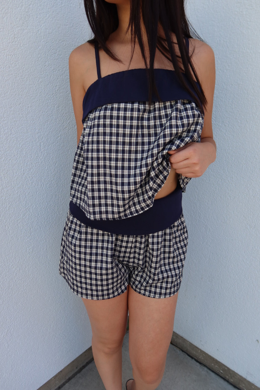 Deanna Gingham Contrast Top
