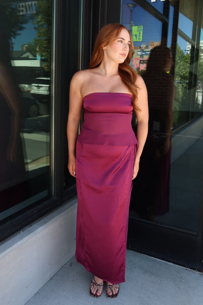 Halle Satin Chiffon Maxi Skirt
