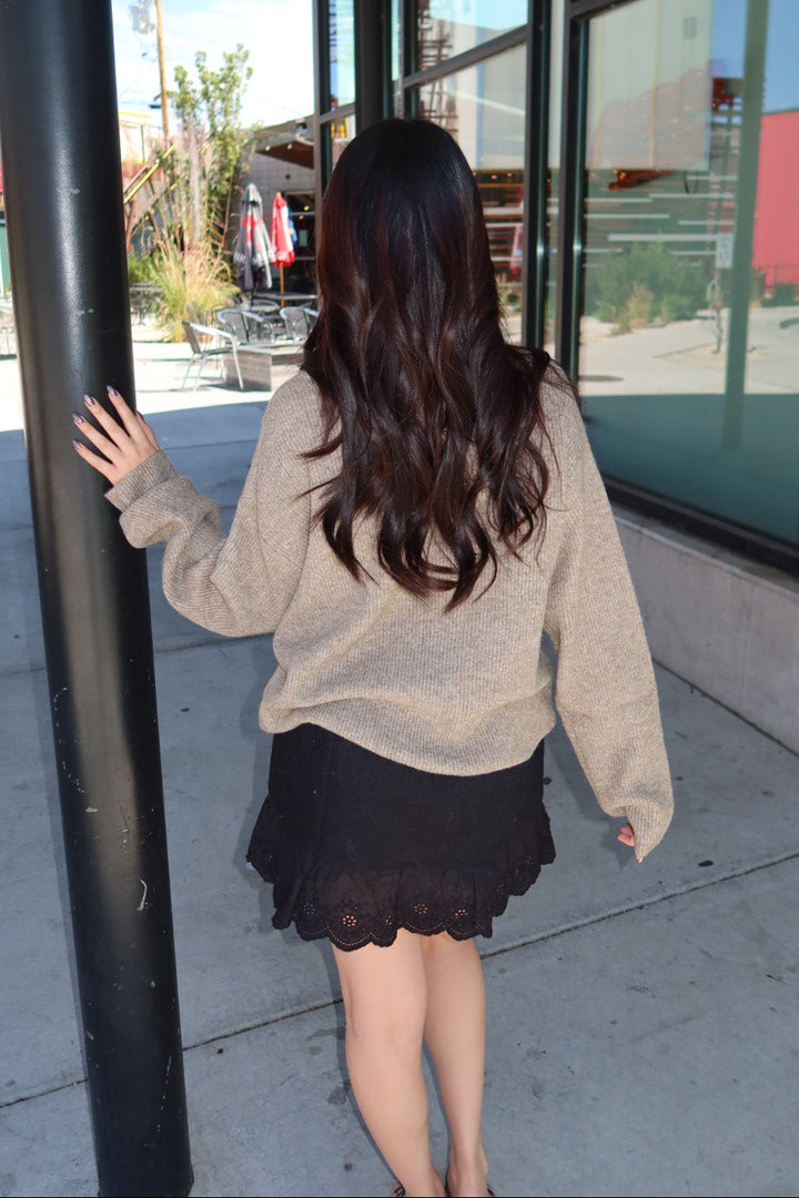 Hudson Ribbed Cardigan- Taupe