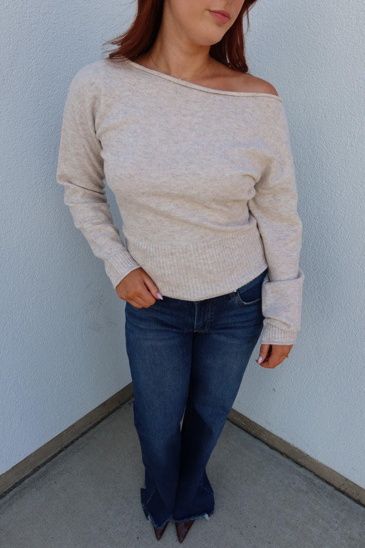 Kasper Boat Neck Sweater - Oatmeal