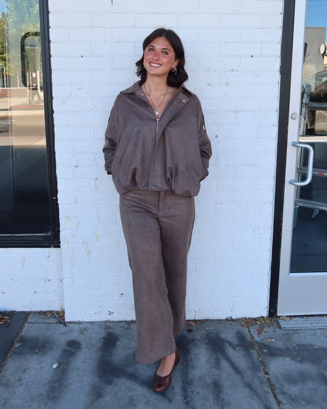 Mojave Faux Suede Wide Leg Pants