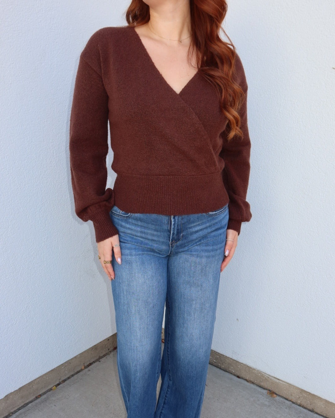 Rylie V-Neck Sweater - Brown