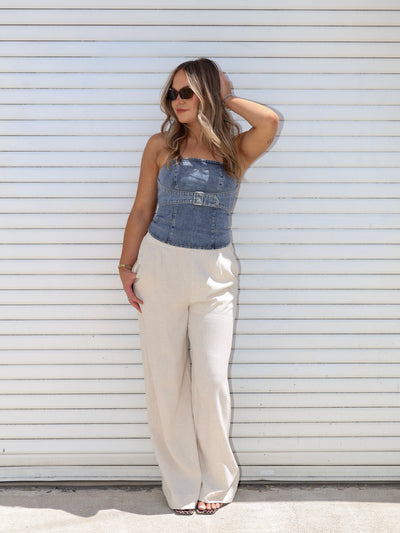 BUCKLE UP DENIM TOP