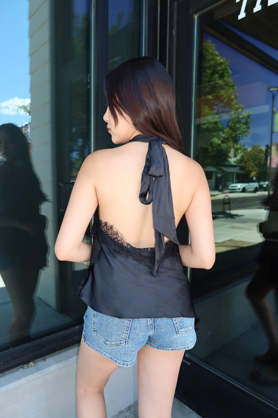 The Noir Lace Halter Top