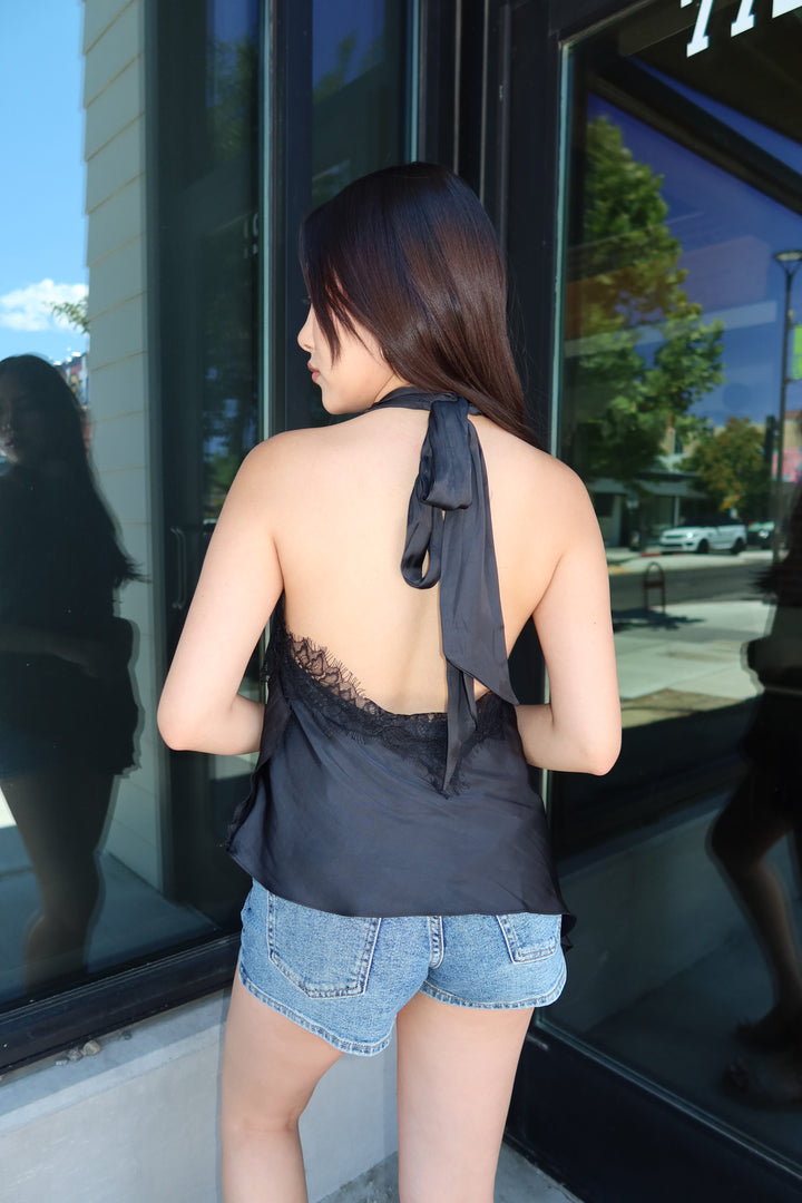 The Noir Lace Halter Top