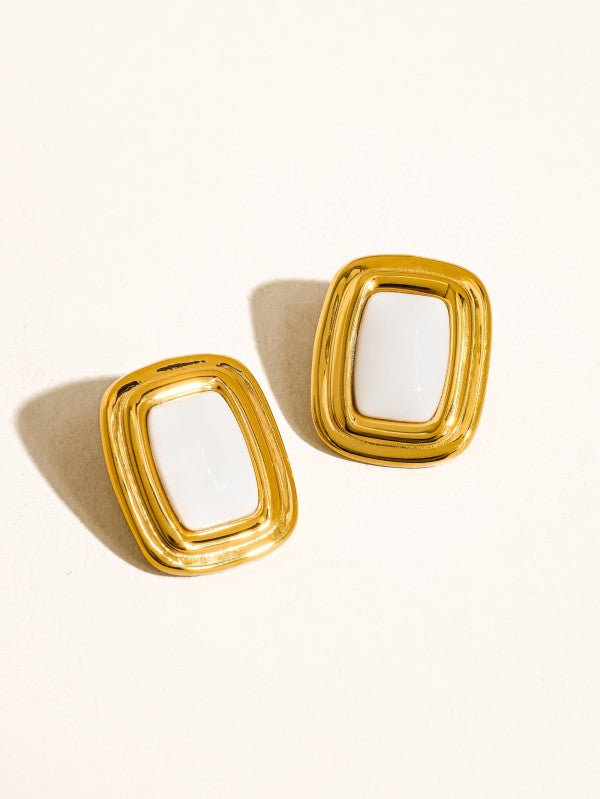 18K NON-TARNISH CLASSIC SQUARE EARRINGS