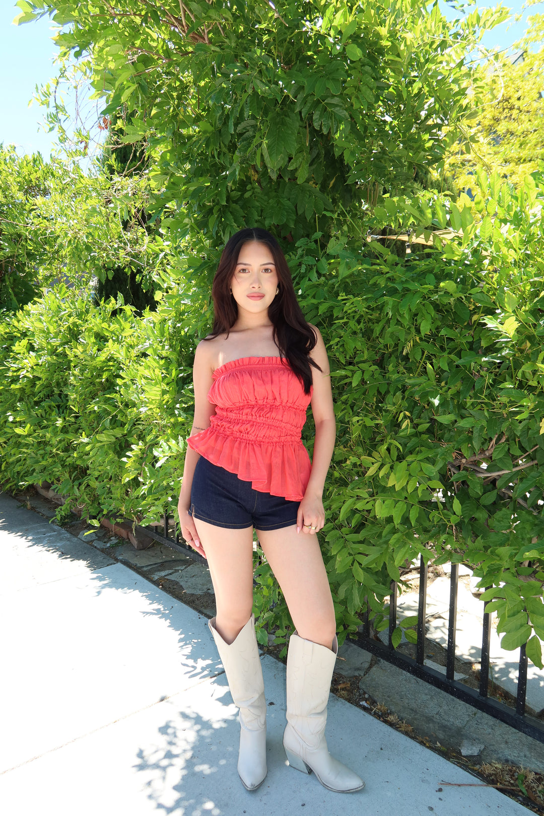 Rebel Ruffled Tube Top - Red