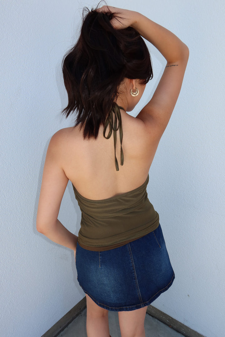 The Kezia Sequin Mesh Halter Top