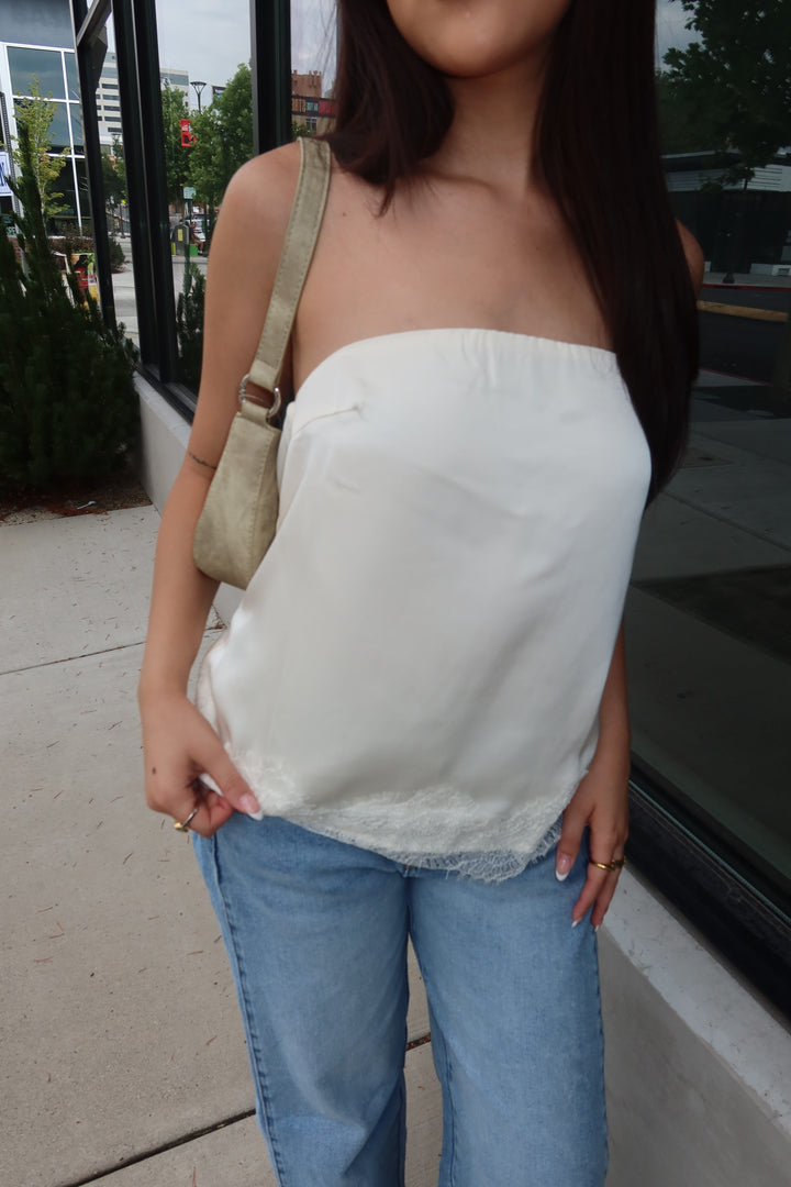The Darla Lace Tube Top — Cream
