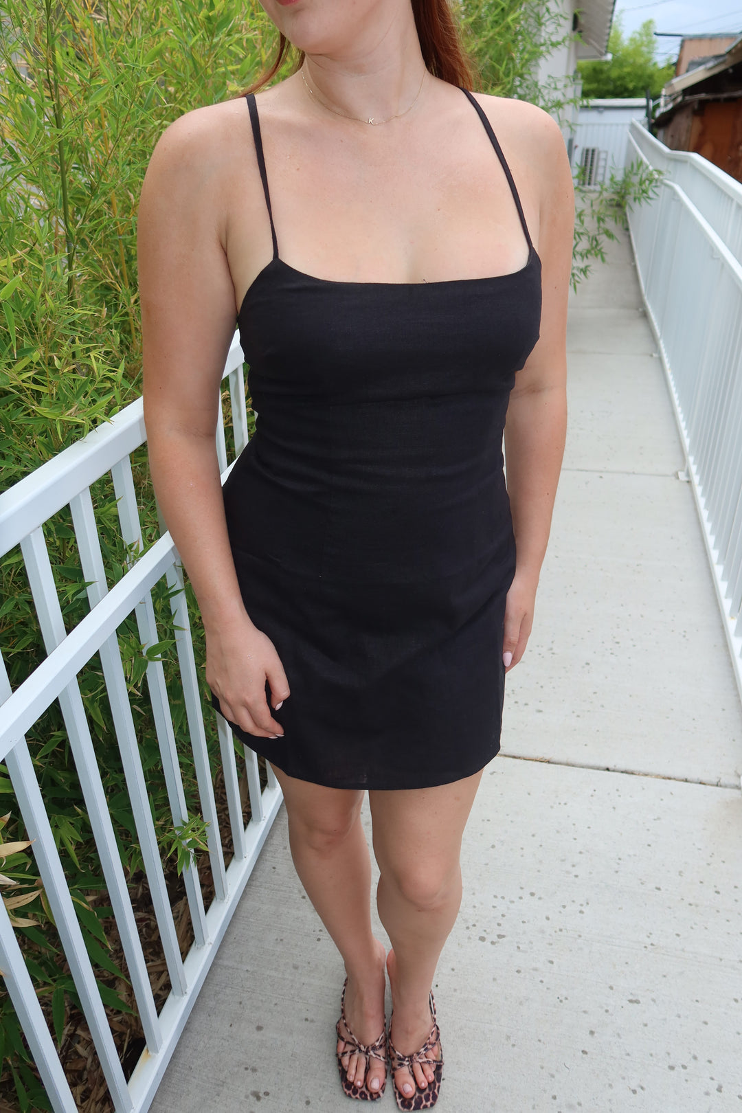 The Onyx Linen Slip Mini Dress — Black