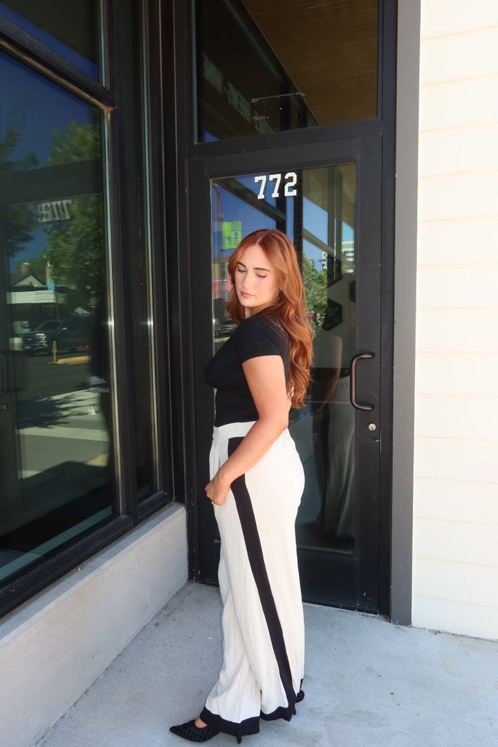 The Keerah Contrast Linen Wide Leg Pant