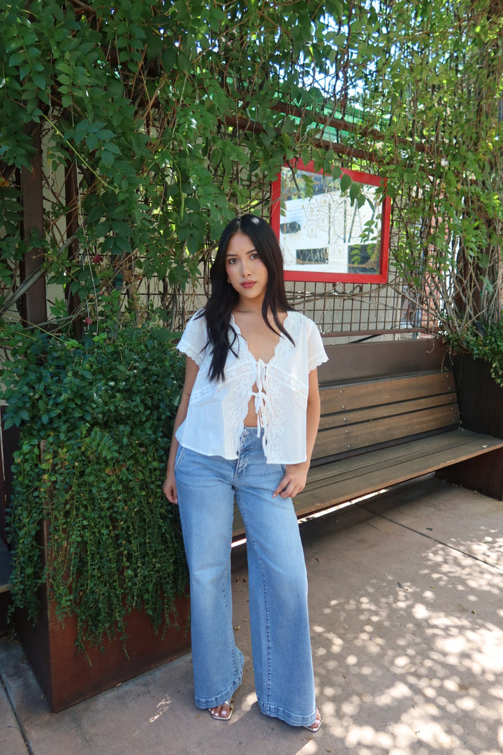 The Risen Wide Waistband Wide Leg Jean — Light Wash
