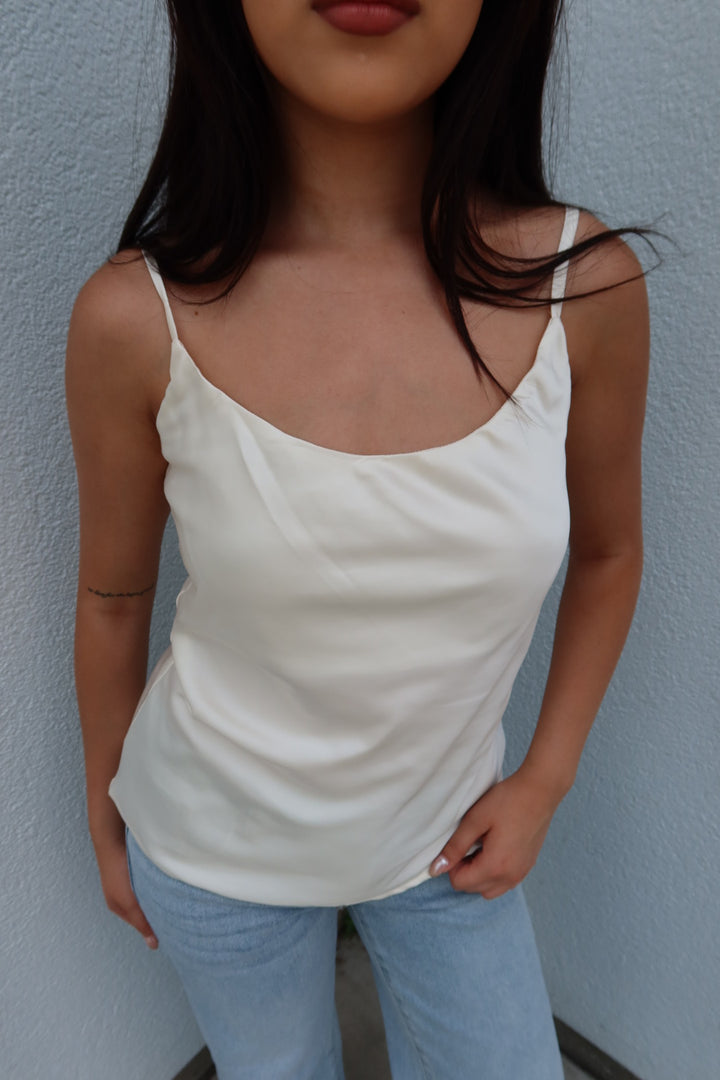 Blaire Satin Basic Cami - Cream