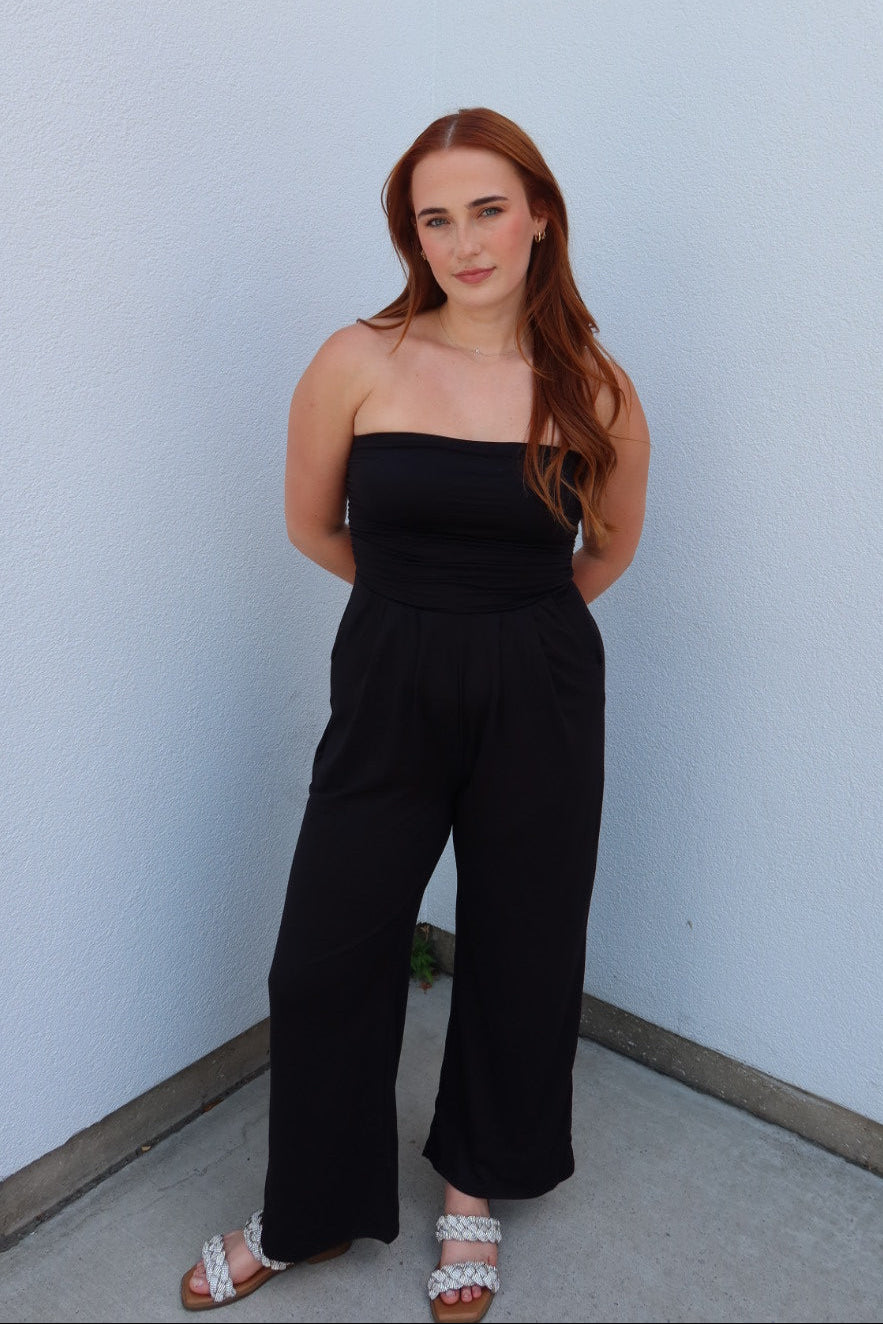 The Raven Strapless Palazzo Jumpsuit