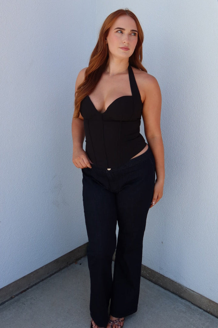 Horizon Halter Bustier Top — Black