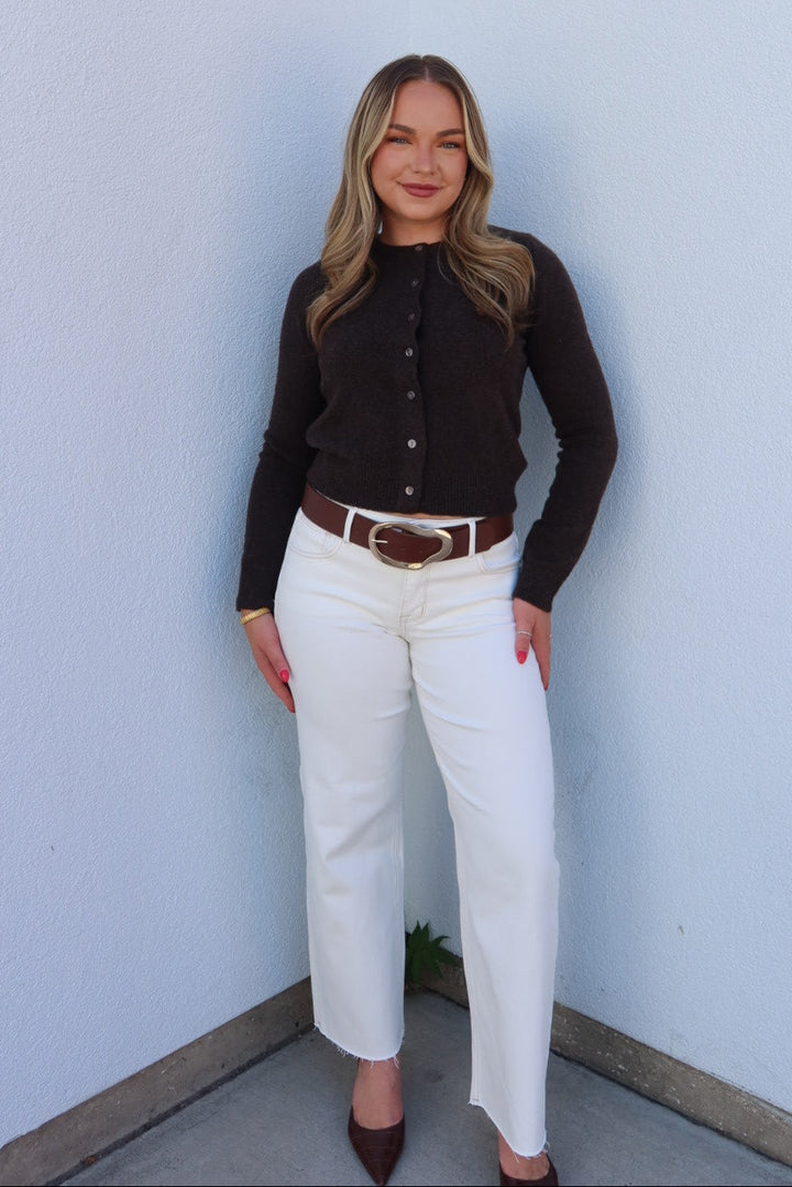 Callie Crew Neck Button Down Cardigan